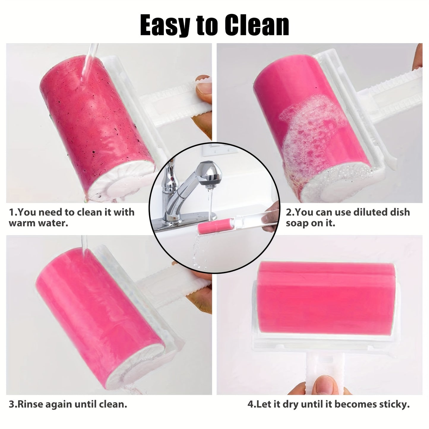 2pcs Reusable Lint Roller Brush Set - Effective Pet Hair Fuzz Remover for Clothing & Pets with Roller Replacements, Manual Operation, and Durable Plastic Handle