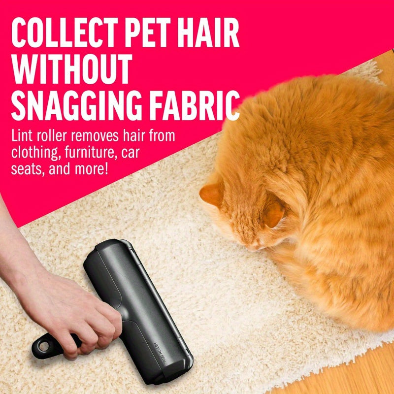 Pet Hair Remover and Reusable Lint Roller- Black Cat and Dog Hair Remover for Furniture, Sofa, Carpet, Clothes and Bedding- Portable Multi-Surface Hair Removal Tool