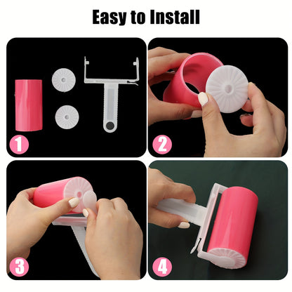 2pcs Reusable Lint Roller Brush Set - Effective Pet Hair Fuzz Remover for Clothing & Pets with Roller Replacements, Manual Operation, and Durable Plastic Handle