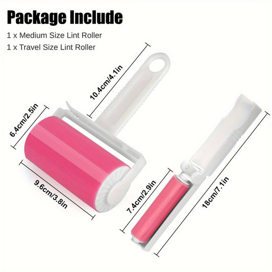 2pcs Reusable Lint Roller Brush Set - Effective Pet Hair Fuzz Remover for Clothing & Pets with Roller Replacements, Manual Operation, and Durable Plastic Handle