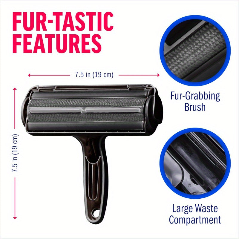 Pet Hair Remover and Reusable Lint Roller- Black Cat and Dog Hair Remover for Furniture, Sofa, Carpet, Clothes and Bedding- Portable Multi-Surface Hair Removal Tool