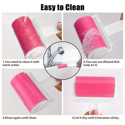 2pcs Reusable Lint Roller Brush Set - Effective Pet Hair Fuzz Remover for Clothing & Pets with Roller Replacements, Manual Operation, and Durable Plastic Handle