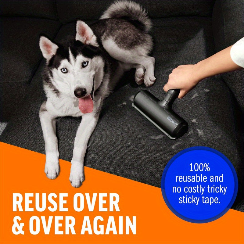 Pet Hair Remover and Reusable Lint Roller- Black Cat and Dog Hair Remover for Furniture, Sofa, Carpet, Clothes and Bedding- Portable Multi-Surface Hair Removal Tool
