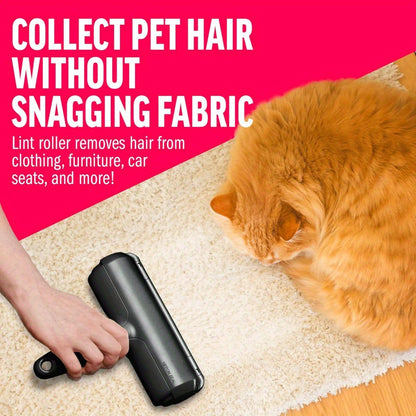 Pet Hair Remover and Reusable Lint Roller- Black Cat and Dog Hair Remover for Furniture, Sofa, Carpet, Clothes and Bedding- Portable Multi-Surface Hair Removal Tool