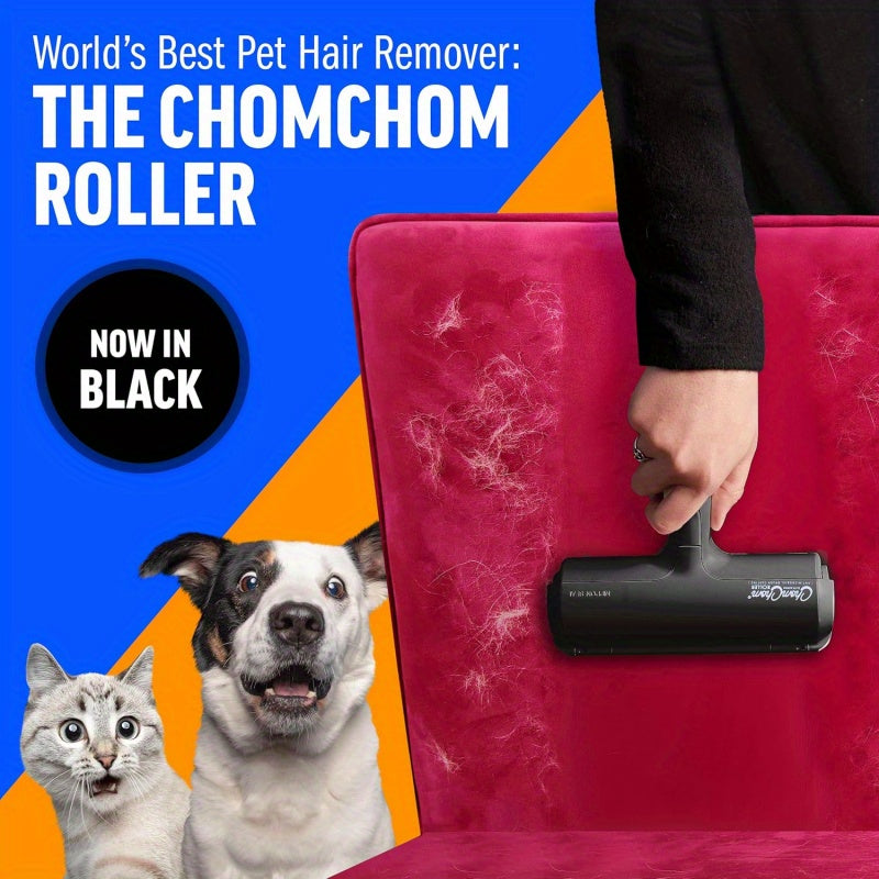 Pet Hair Remover and Reusable Lint Roller- Black Cat and Dog Hair Remover for Furniture, Sofa, Carpet, Clothes and Bedding- Portable Multi-Surface Hair Removal Tool