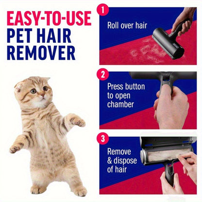 Pet Hair Remover and Reusable Lint Roller- Black Cat and Dog Hair Remover for Furniture, Sofa, Carpet, Clothes and Bedding- Portable Multi-Surface Hair Removal Tool